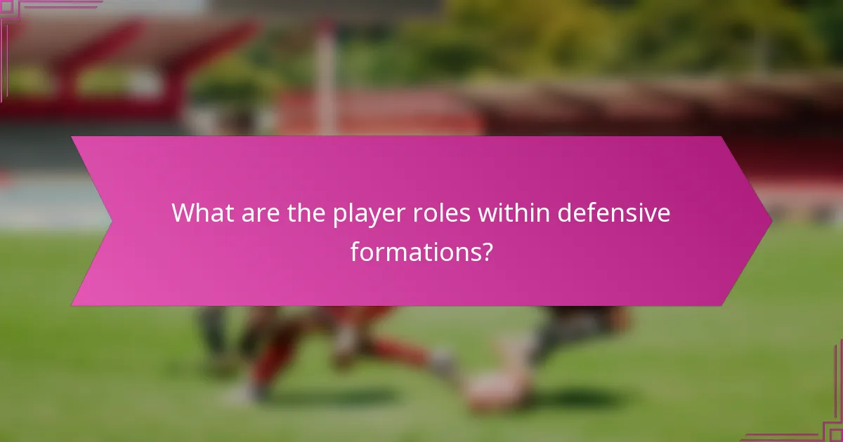 What are the player roles within defensive formations?