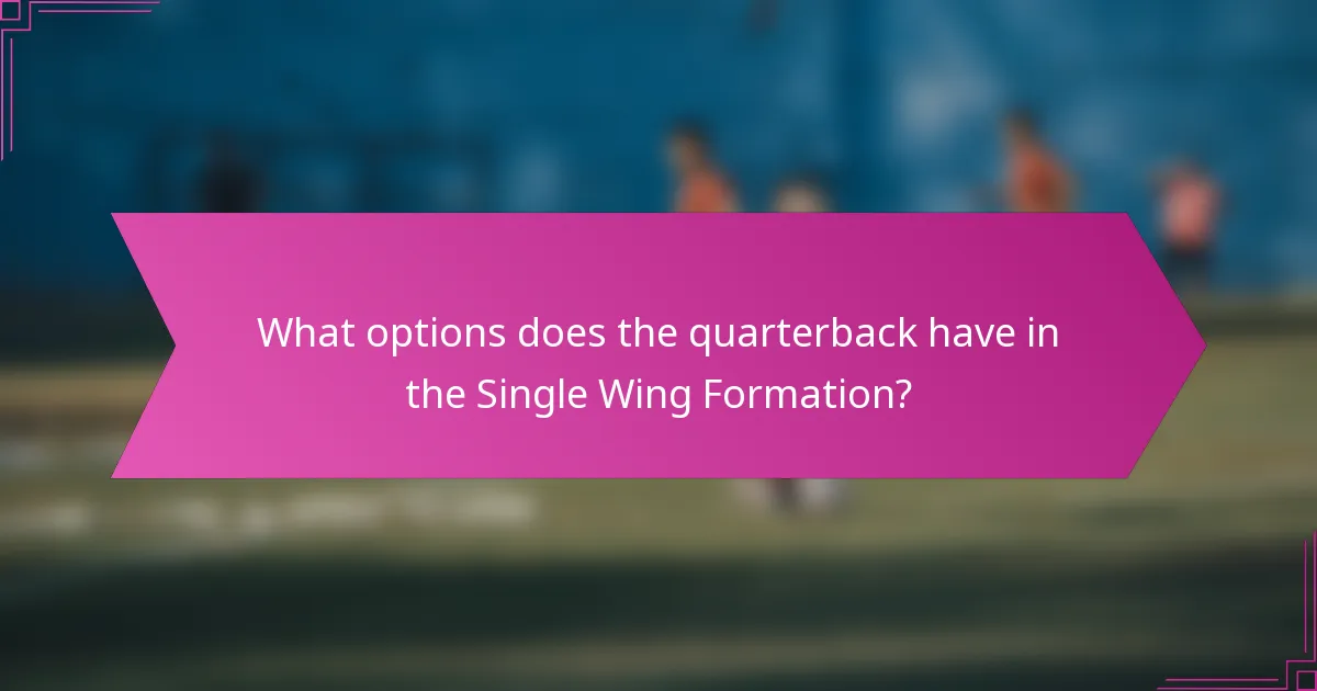 What options does the quarterback have in the Single Wing Formation?