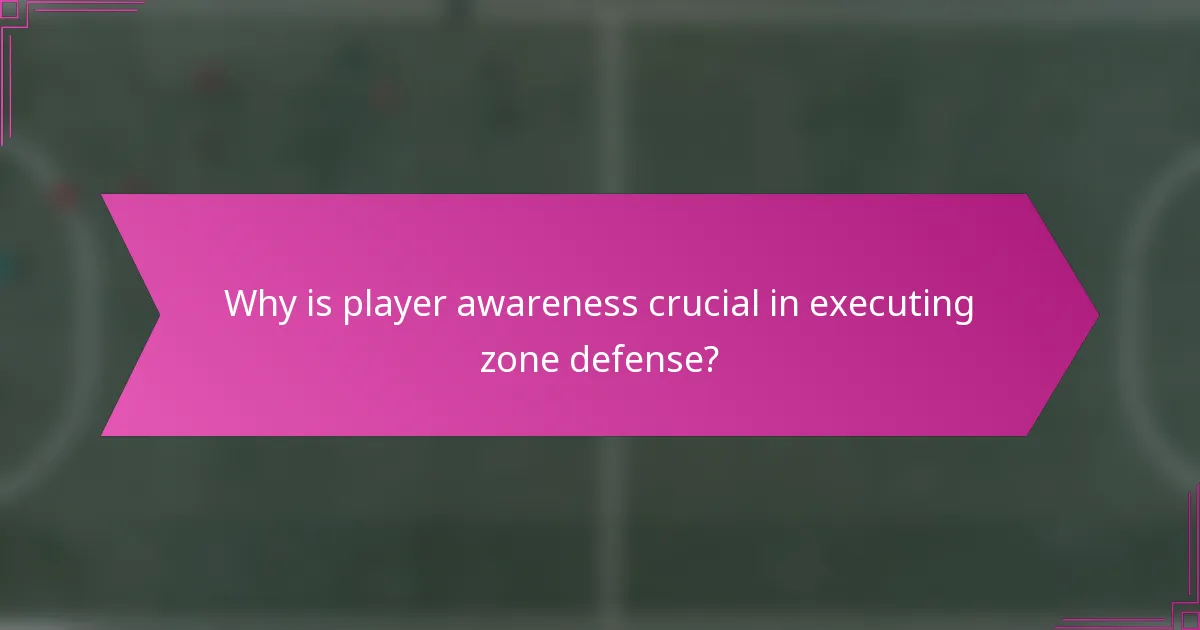 Why is player awareness crucial in executing zone defense?